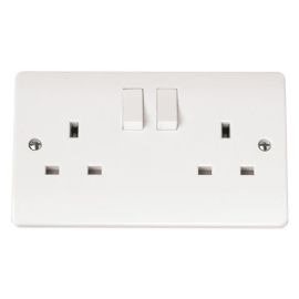 Click CMA036 White Plastic Mode 2 Gang 13A Twin Earth 2 Pole Switched Socket image