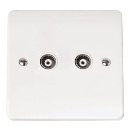 Click CMA159 Polar White Mode 2 Gang Isolated Coaxial Outlet image