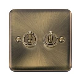 Click DPAB422 Deco Plus Antique Brass 2 Gang 2 Way 10AX Dolly Toggle Switch image