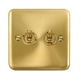 Click DPSB422 Deco Plus Satin Brass 2 Gang 10AX 2 Way Dolly Toggle Switch image