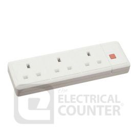 White 13A 3 Gang Trailing Socket with Neon image