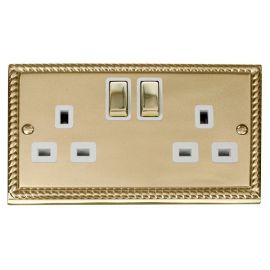 Click GCBR536WH Deco Georgian Style Ingot 2 Gang 13A 2 Pole Switched Socket - White Insert image