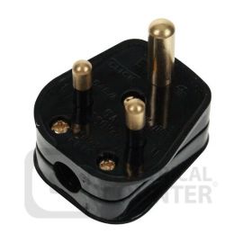 Black 5A Round Pin Rewireable Plug image