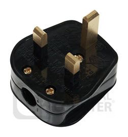 Black Bar Grip Rewireable 13A Resilient Plug Top (13A Fused) image