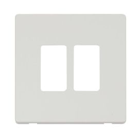 Click SCP20402MW GridPro Metal White Screwless 2 Gang Definity Front Plate image
