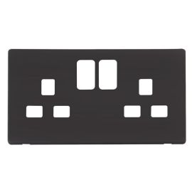 Click SCP436BK Matt Black Definity Screwless 2 Gang 13A Switched UK Socket Cover Plate image