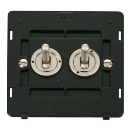 Click SIN422PN Pearl Nickel Definity 2 Gang 10AX 2 Way Toggle Plate Switch Insert - Black Insert image