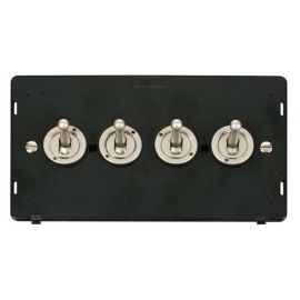 Click SIN424PN Pearl Nickel Definity 4 Gang 10AX 2 Way Toggle Plate Switch Insert - Black Insert image