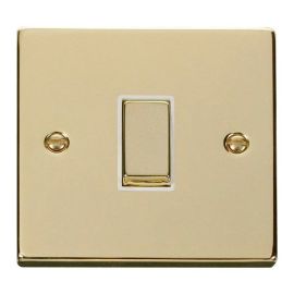 Click VPBR411WH Deco Polished Brass Ingot 1 Gang 10AX 2 Way Plate Switch - White Insert image