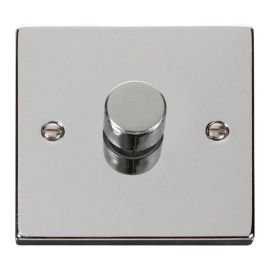 Click VPCH161 Deco Polished Chrome 1 Gang 2 Way 100W LED Dimmer Switch image
