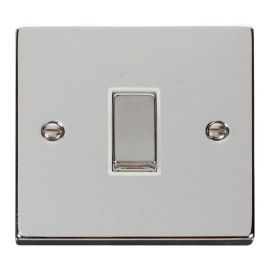 Click VPCH411WH Deco Polished Chrome Ingot 1 Gang 10AX 2 Way Plate Switch - White Insert image