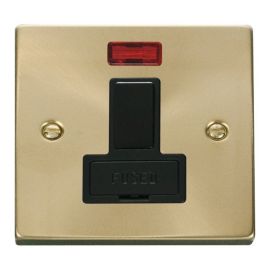 Click VPSB652BK Deco Satin Brass 13A Neon Switched Fused Spur Unit - Black Insert image