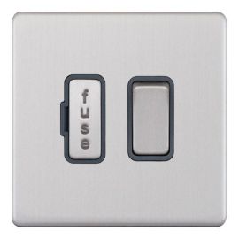 Selectric 5MPLUS-128 5M-PLUS Screwless Satin Chrome 13A 2 Pole Switched Fused Spur Unit - Grey Insert image
