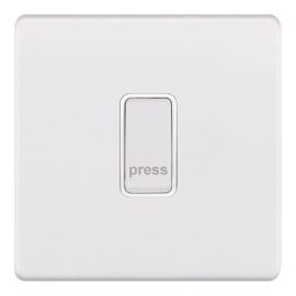 Selectric 5MPLUS-906 5M-PLUS Screwless Matt White 1 Gang 10AX 1 Way Push PRESS Plate Switch image