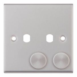 Selectric 7MPRO-171 7MPRO Satin Chrome 2 Aperture Empty Dimmer Plate with Knobs image
