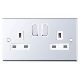 Selectric 7MPRO-322 7MPRO Polished Chrome 2 Gang 13A Switched Socket - White Insert