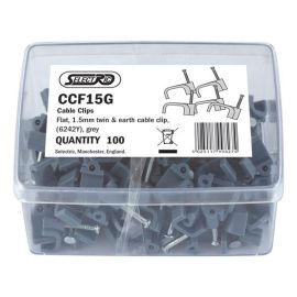 Selectric CCF15G 100 Pack Grey 1.5mm 6242Y Flat Twin and Earth Cable Clips (100 Pack, 0.01 each) image