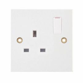 Selectric LG9097 Square White 1 Gang 13A 2 Pole Switched Socket image