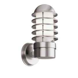 Searchlight SLI-051 Louvre Stainless Steel IP44 40W E27 GLS Outdoor Wall Light with White Shade