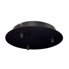 Black Triple Round Fitu Ceiling Canopy with Strain-Relief 16A