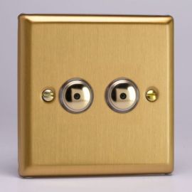 Varilight IJBS002 Classic Brushed Brass 2 Gang 2 Way V-Pro IR Supplementary Touch Control Dimming Controller