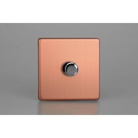 Varilight JDYP401S.BC Urban Screwless Brushed Copper 1 Gang 120W 2-Way Push On-Off Rotary LED Dimmer