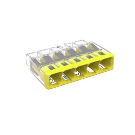 Wago 2773-405 60 Pack Transparent/Yellow 4.0mm 32A 5 Pole Solid/Stranded Compact Splicing Connector (60 Pack, 0.25 each)