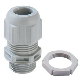 GLP20+ Grey Cable Gland with locknut IP68 (10 Pack, 0.28 each)