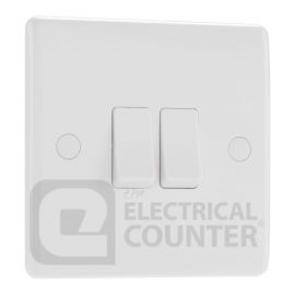 BG Electrical 842 Moulded White Round Edge 2 Gang 20A 16AX 2 Way Plate Switch image