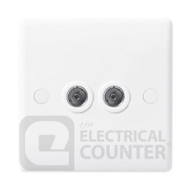 BG Electrical 861 Moulded White Round Edge 2 Gang Co-Axial TV Socket Outlet image