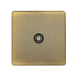Eurolite AB1TVB Concealed 3mm Screwless Antique Brass 1 Gang Coaxial TV Socket image