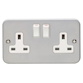 Eurolite MC2SOW Utility Metal Clad 2 Gang 13A Double Pole Switched Socket