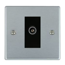 Hamilton 76DTVFB Hartland Satin Chrome 1 Gang Non-Isolated Female Coaxial TV Outlet - Black Insert image