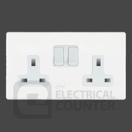 White 2 gang 13A Switched Socket - Double Pole