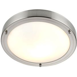 Saxby 12421 Portico Satin Nickel IP44 40W E27 Dimmable Ceiling Light image
