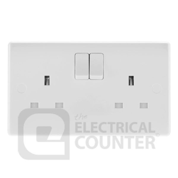 BG Electrical 822 Moulded White Round Edge 2 Gang 13A 1 Pole Switched Socket 