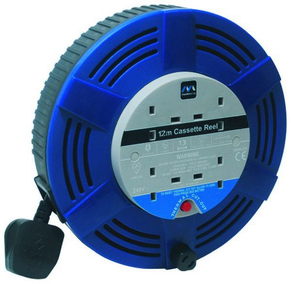 Masterplug LCT1510/4BL 4 Gang 10A Large Cassette Reel 15 Metres