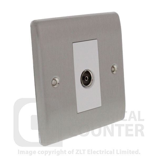 BG NBS62W Nexus Metal Brushed Steel 1 Gang Isolated Co-Axial Socket - White Insert