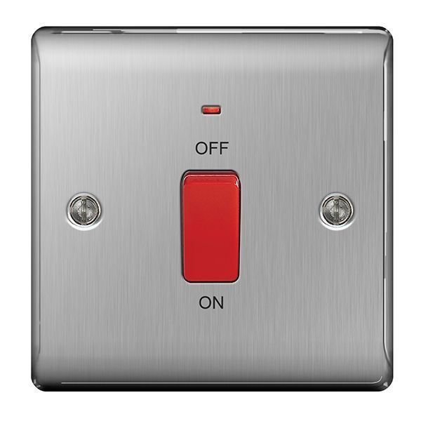 Watch a video of the BG NBS74 Nexus Metal Brushed Steel 45A 2 Pole Neon Cooker Switch