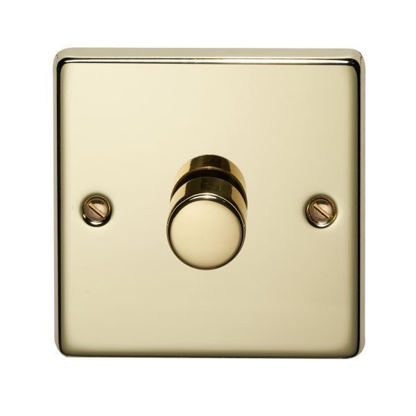 Crabtree 1100W/PBLED Raised Polished Brass 1 Gang 5-100W LED Intelligent Dimmer Switch