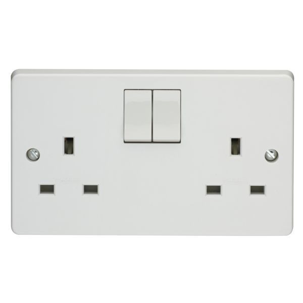Crabtree 4306/D Capital White 2 Gang 13A 2 Pole Switched Socket