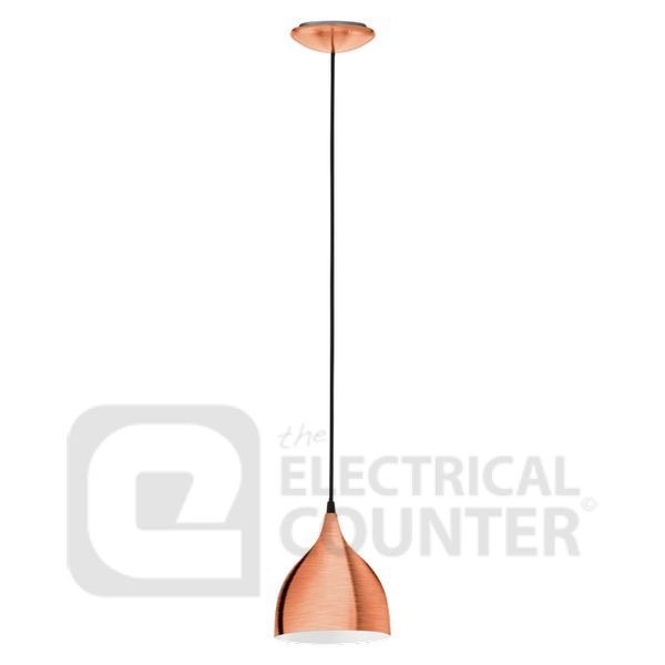 Coretto Brushed Copper Pendant Light 60W E27 170mm