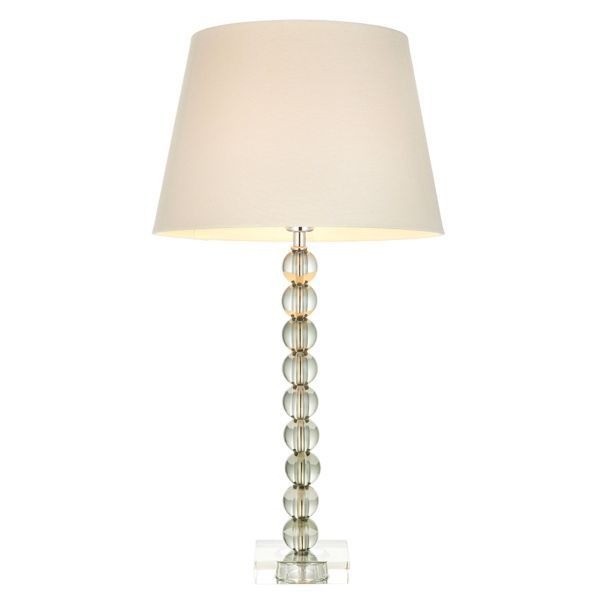 Endon Lighting 100348 Adelie & Cici Grey Green Crystal 7W E14 12-Inch Ivory Fabric Shade Table Lamp