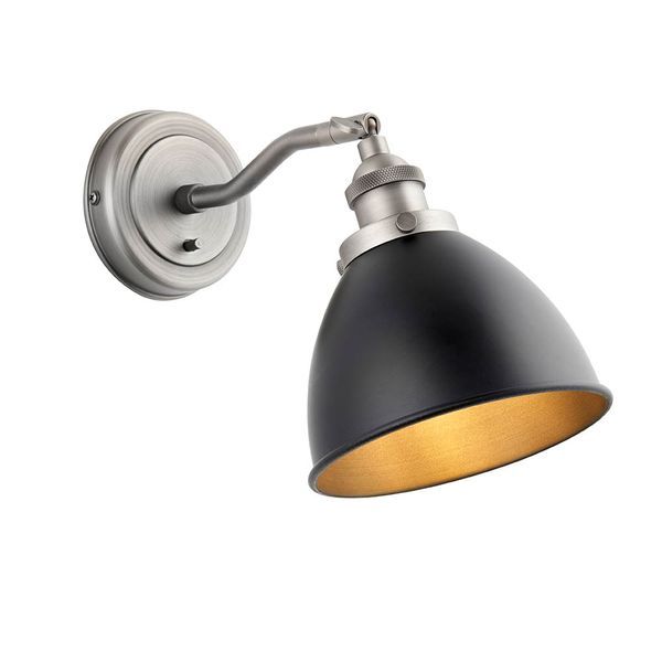 Endon Lighting 98751 Franklin Aged Pewter/Matt Black 7W E14 Adjustable Wall Light with Toggle Switch