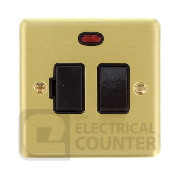 Satin Brass Fused Connection Spur Unit Switched & Neon - Black Insert