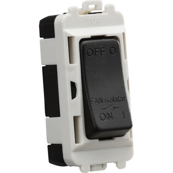 Knightsbridge GDM020MB Grid Matt Black 10A 3 Pole Fan Isolator Switch Module