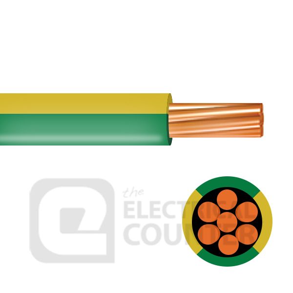 Pitacs 6491X16.0GY-100m Green & Yellow Single Core 6491X 16.0mm Cable - 100m