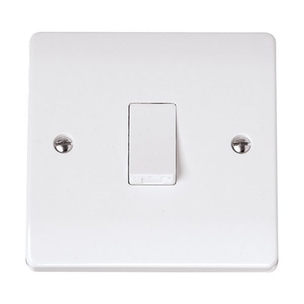 Click CCA010 Curva White Plastic 1 Gang 10AX 1 Way Plate Switch