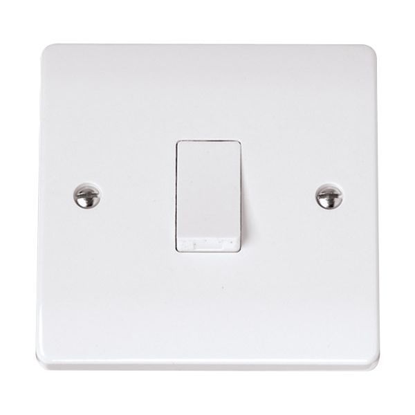 Click CCA011 Curva White Plastic 1 Gang 10AX 2 Way Plate Switch