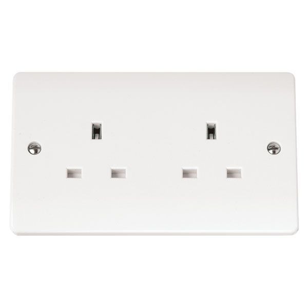 Click CMA032 White Plastic Mode 2 Gang 13A Twin Earth Unswitched Socket